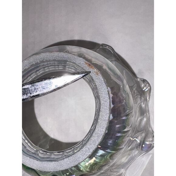 Set of 3 Iridescent 4” Light Shade Hurricane Lamp Swirl Bell Ruffled Fitter 2” - Picture 12 of 14